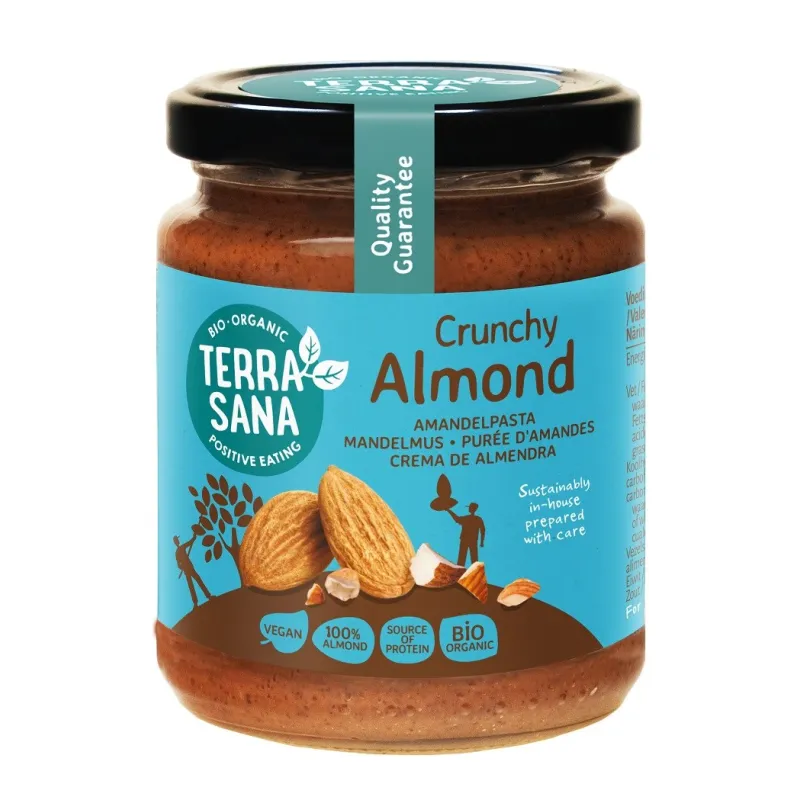 Krem prażonych migdałów Crunchy BIO 250 g – Terrasana