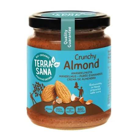 Krem prażonych migdałów Crunchy BIO 250 g – Terrasana