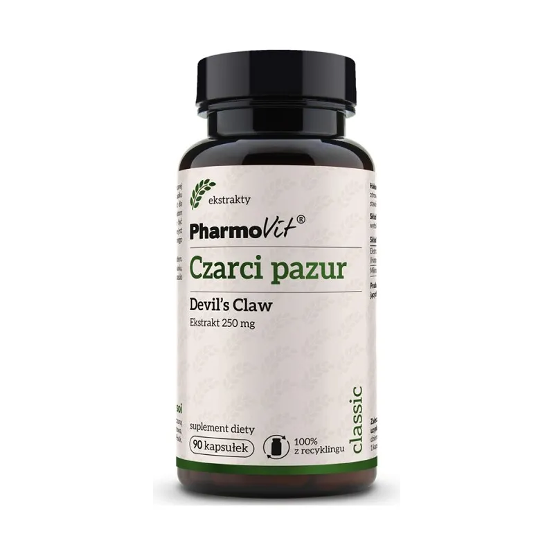 Czarci pazur Pharmovit 250 mg 90 kapsułek bezglutenowy