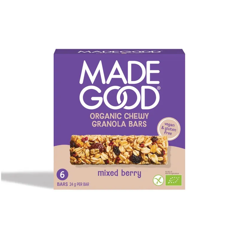 Batoniki Granola Crunchy z czerwonymi owocami bezglutenowe BIO (6 x 24 g) – MadeGood