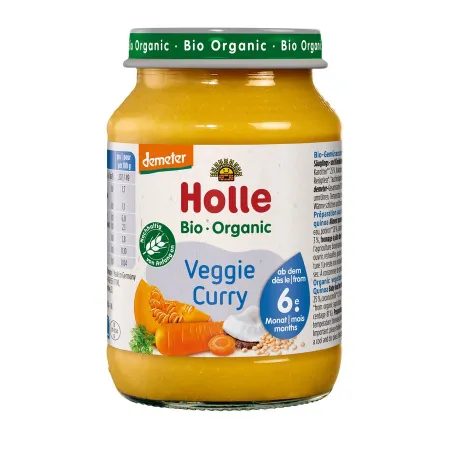 Warzywne curry bez dodatku cukrów, bezglutenowe od 6. miesiąca, Demeter BIO 190 g – Holle