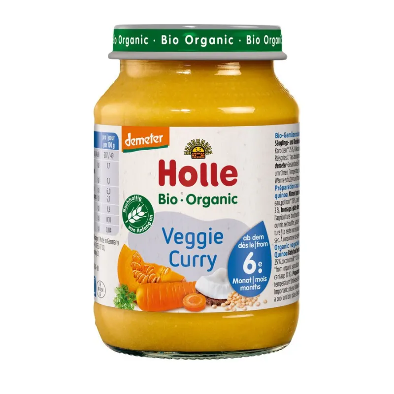 Warzywne curry bez dodatku cukrów, bezglutenowe od 6. miesiąca, Demeter BIO 190 g – Holle