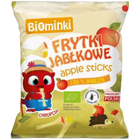Frytki jabłkowe bezglutenowe BIO 40 g – Biominki