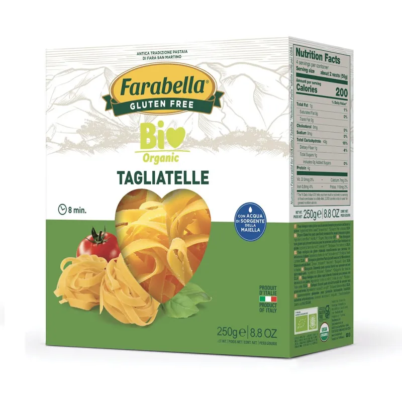 Makaron kukurydziano-ryżowy Tagliatelle bezglutenowy BIO 250 g – Farabella