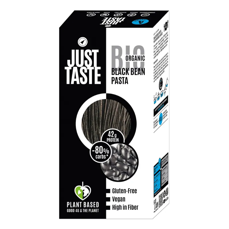 Makaron proteinowy z fasoli czarnej i soi zielonej bezglutenowy BIO 250 g – Just Taste
