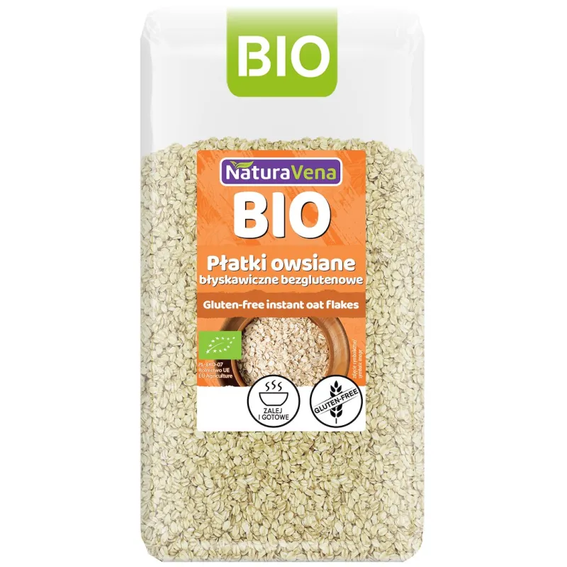 Płatki owsiane błyskawiczne bezglutenowe BIO 300 g – NaturAvena