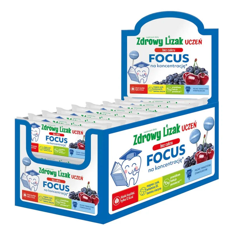 LIZAK O SMAKU WIŚNIA - JAGODA NA KONCENTRACJĘ BEZ CUKRU BEZGLUTENOWY 6 g - MNIAM MNIAM STARPHARMA (UCZEŃ FOCUS)