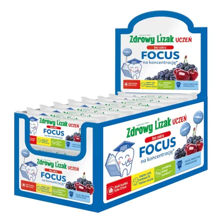 LIZAK O SMAKU WIŚNIA - JAGODA NA KONCENTRACJĘ BEZ CUKRU BEZGLUTENOWY 6 g - MNIAM MNIAM STARPHARMA (UCZEŃ FOCUS)