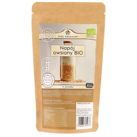 NAPÓJ OWSIANY W PROSZKU BEZGLUTENOWY BIO 300 g - PIĘĆ PRZEMIAN