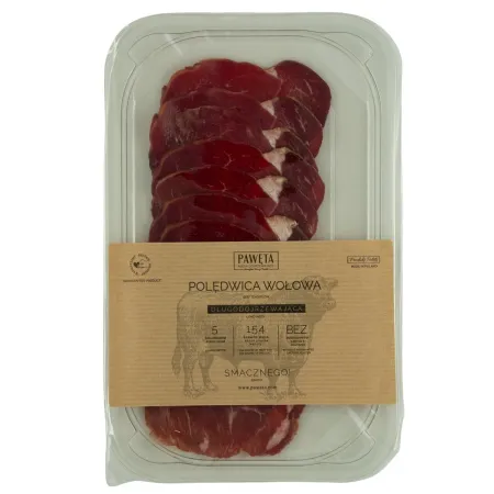 POLĘDWICA WOŁOWA DOJRZEWAJĄCA PLASTRY BEZGLUTENOWA 65 g - PAWĘTA