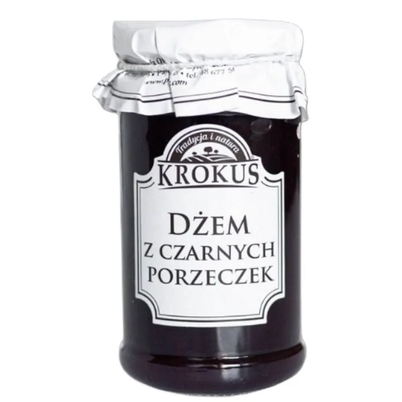 DŻEM Z CZARNYCH PORZECZEK O OBNIŻONEJ ZAWARTOŚCI CUKRU BEZGLUTENOWY 235 g - KROKUS