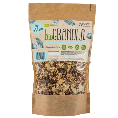 Granola Figa z Kokosem BIO 320 g - Bez Cukru, Bezglutenowa