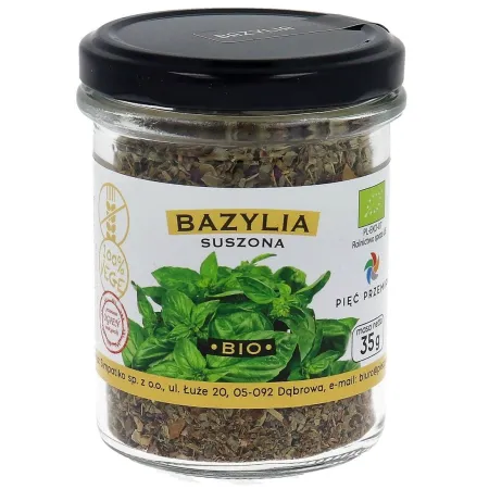 BAZYLIA SUSZONA BEZGLUTENOWA BIO 35 g - PIĘĆ PRZEMIAN