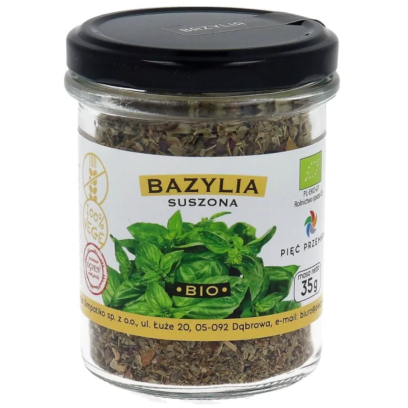 BAZYLIA SUSZONA BEZGLUTENOWA BIO 35 g - PIĘĆ PRZEMIAN