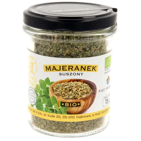 MAJERANEK SUSZONY BEZGLUTENOWY BIO 15 g - PIĘĆ PRZEMIAN