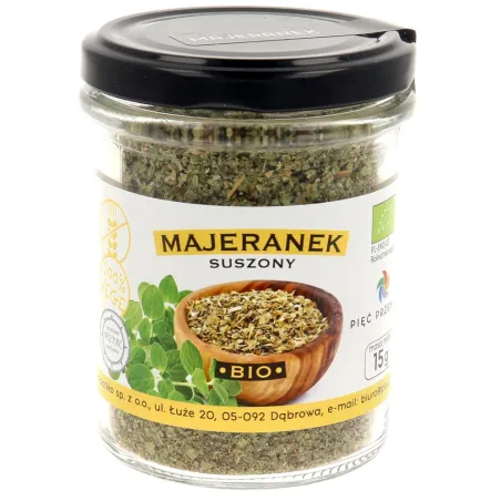 MAJERANEK SUSZONY BEZGLUTENOWY BIO 15 g - PIĘĆ PRZEMIAN