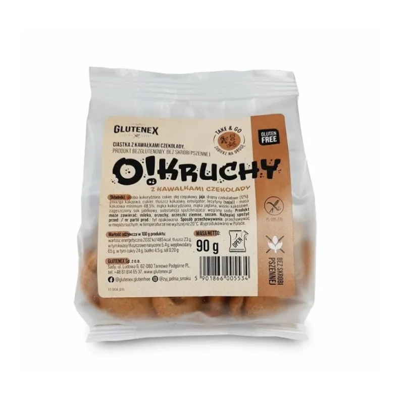CIASTKA Z CZEKOLADĄ BEZGLUTENOWE O!KRUCHY 90 g - GLUTENEX