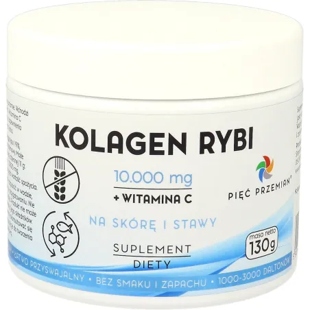 KOLAGEN RYBI + WITAMINA C W PROSZKU BEZGLUTENOWY 130 g - PIĘĆ PRZEMIAN
