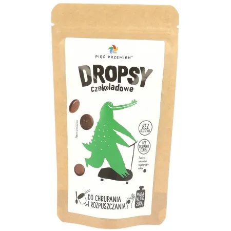DROPSY CZEKOLADOWE BEZ DODATKU CUKRÓW BEZGLUTENOWE 200 g - PIĘĆ PRZEMIAN