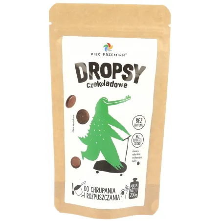 DROPSY CZEKOLADOWE BEZ DODATKU CUKRÓW BEZGLUTENOWE 200 g - PIĘĆ PRZEMIAN