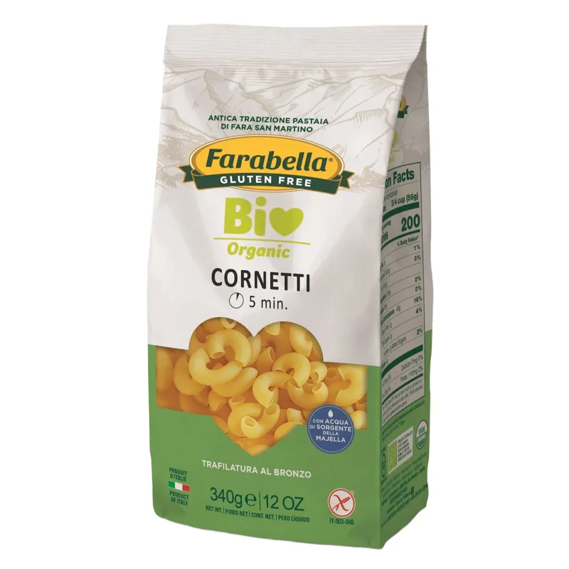 MAKARON (KUKURYDZIANO - RYŻOWY) KOLANKA BEZGLUTENOWY BIO 340 g - FARABELLA