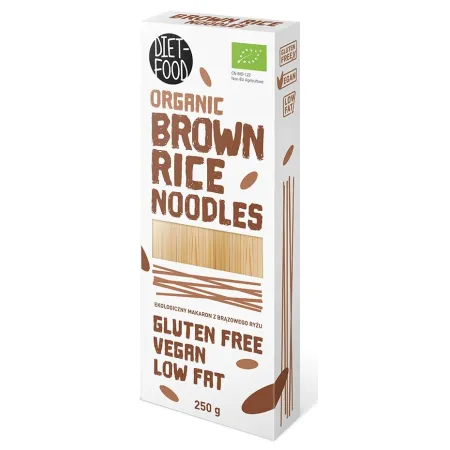 MAKARON (RYŻOWY RAZOWY) NOODLE BEZGLUTENOWY BIO 250 g - DIET-FOOD