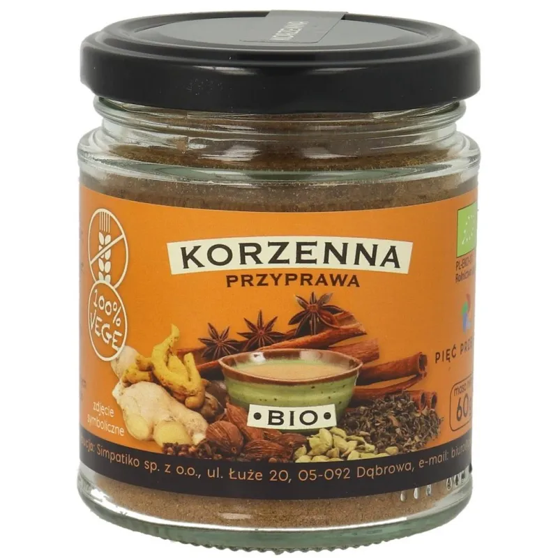 PRZYPRAWA KORZENNA BEZGLUTENOWA BIO 60 g - PIĘĆ PRZEMIAN