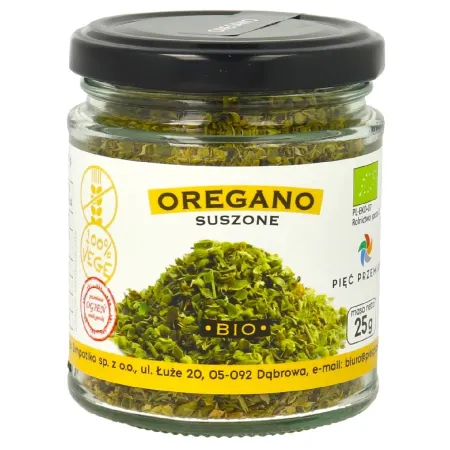 OREGANO SUSZONE BEZGLUTENOWE BIO 25 g - PIĘĆ PRZEMIAN