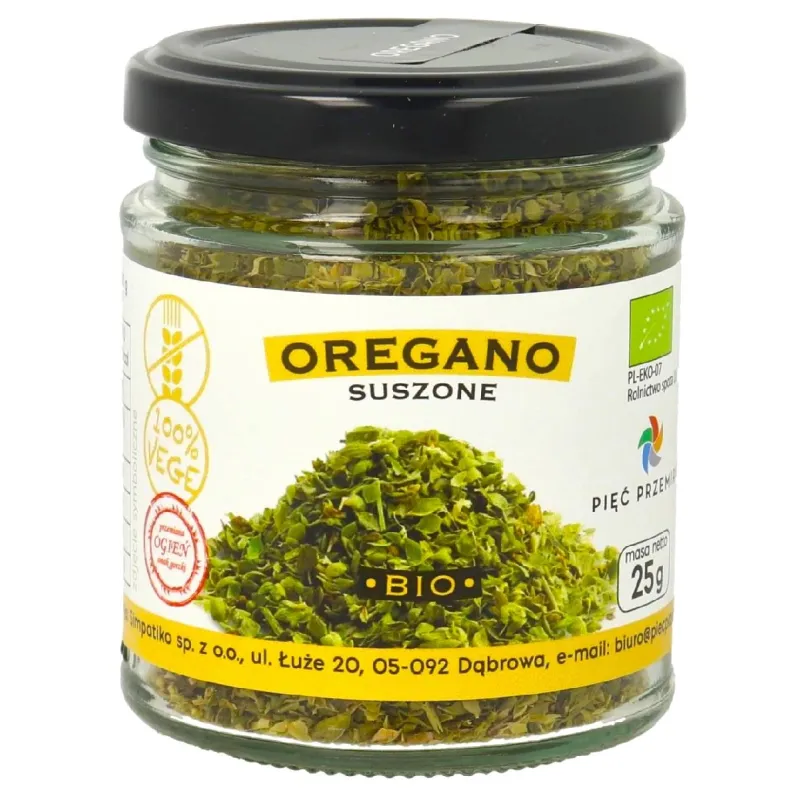 OREGANO SUSZONE BEZGLUTENOWE BIO 25 g - PIĘĆ PRZEMIAN