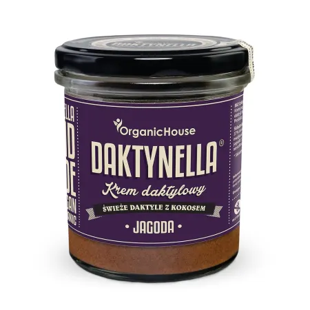 KREM KOKOS - DAKTYLE MEDJOOL - JAGODA BEZGLUTENOWY BIO 280 g - ORGANICHOUSE (DAKTYNELLA)