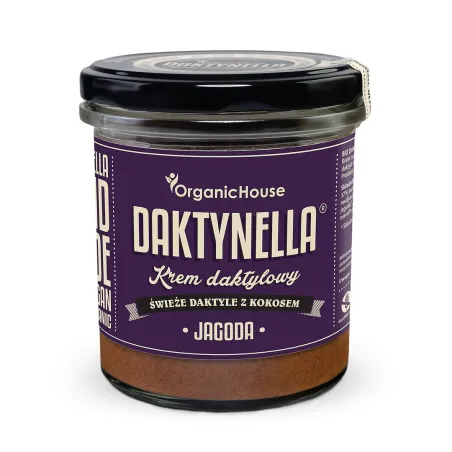 KREM KOKOS - DAKTYLE MEDJOOL - JAGODA BEZGLUTENOWY BIO 280 g - ORGANICHOUSE (DAKTYNELLA)