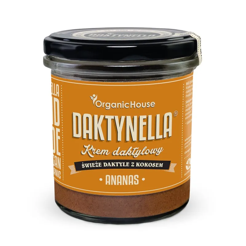 KREM KOKOS - DAKTYLE MEDJOOL - ANANAS BEZGLUTENOWY BIO 280 g - ORGANICHOUSE (DAKTYNELLA)