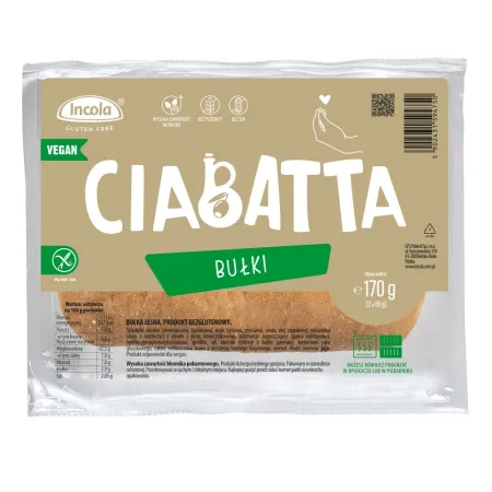 BUŁKI CIABATTA BEZGLUTENOWE (2 szt.) 170 g - INCOLA