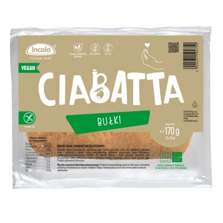 BUŁKI CIABATTA BEZGLUTENOWE (2 szt.) 170 g - INCOLA
