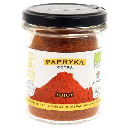 PAPRYKA OSTRA MIELONA BEZGLUTENOWA BIO 75 g - PIĘĆ PRZEMIAN