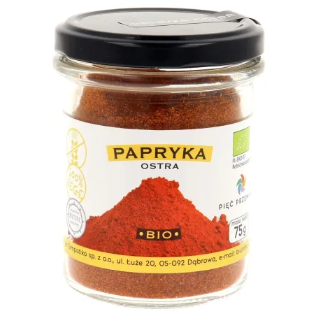 PAPRYKA OSTRA MIELONA BEZGLUTENOWA BIO 75 g - PIĘĆ PRZEMIAN