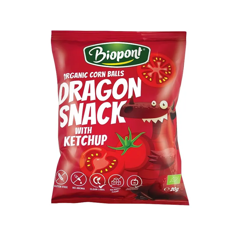 CHRUPKI KUKURYDZIANE O SMAKU KETCHUPU BEZGLUTENOWE BIO 20 g - BIOPONT