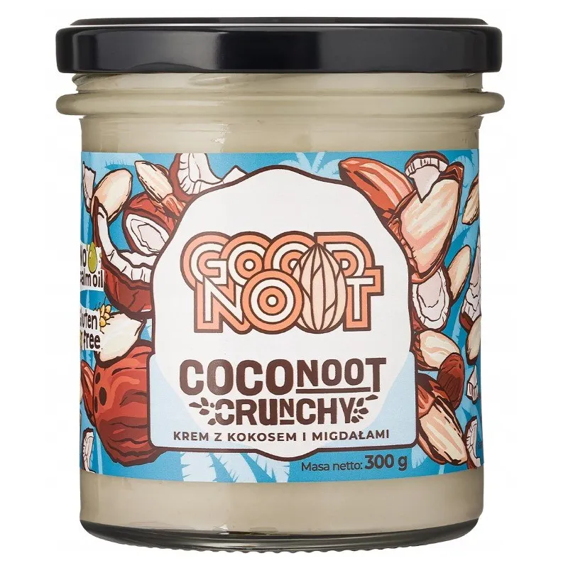 KREM MIGDAŁOWO - KOKOSOWY CRUNCHY BEZ DODATKU CUKRÓW BEZGLUTENOWY 300 g - GOOD NOOT