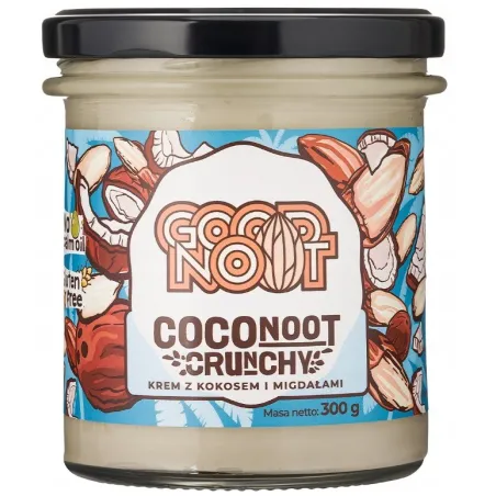 KREM MIGDAŁOWO - KOKOSOWY CRUNCHY BEZ DODATKU CUKRÓW BEZGLUTENOWY 300 g - GOOD NOOT