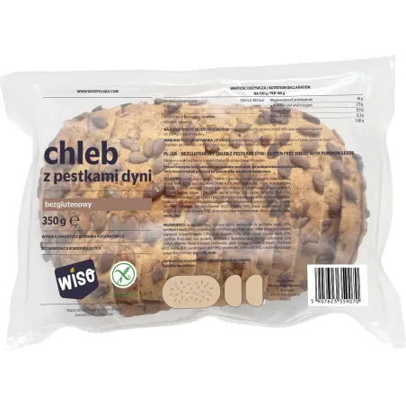 CHLEB Z PESTKAMI DYNI BEZGLUTENOWY 350 g - WISO