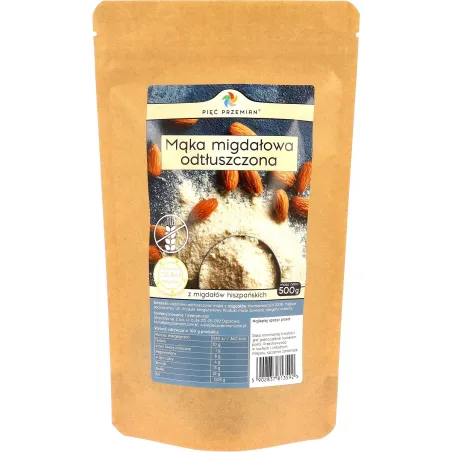 MĄKA MIGDAŁOWA ODTŁUSZCZONA BEZGLUTENOWA 500 g - PIĘĆ PRZEMIAN
