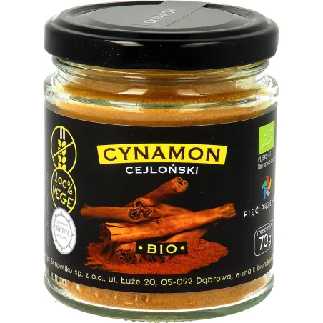 CYNAMON CEJLOŃSKI BEZGLUTENOWY BIO 70 g - PIĘĆ PRZEMIAN