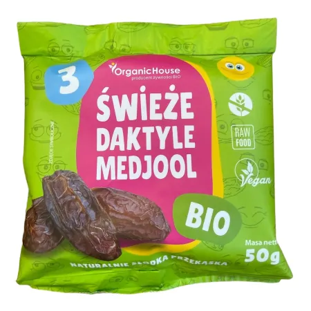 Daktyle Medjool Świeże BIO Bezglutenowe 50 g Organichouse