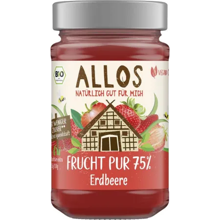 Mus truskawkowy BIO 75% owoców bezglutenowy 250 g Allos