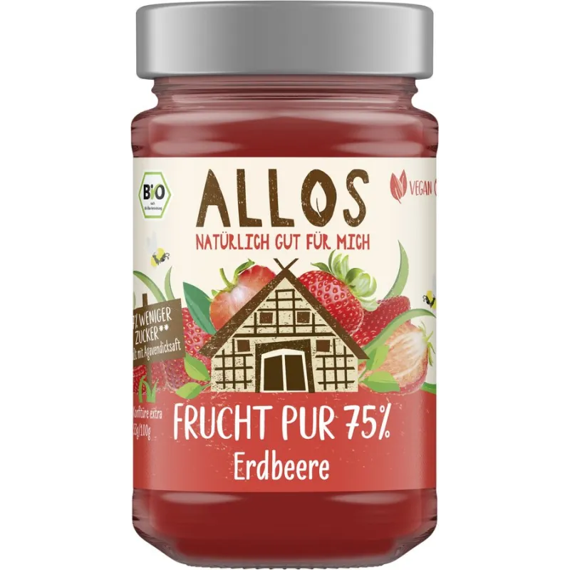 Mus truskawkowy BIO 75% owoców bezglutenowy 250 g Allos