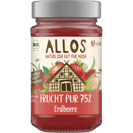 Mus truskawkowy BIO 75% owoców bezglutenowy 250 g Allos