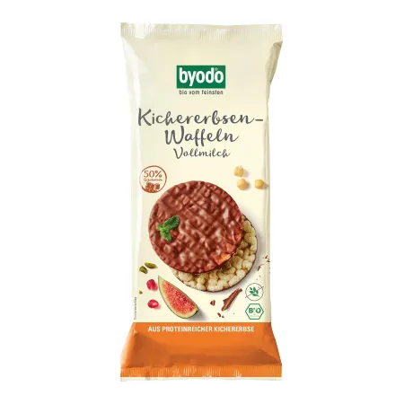 WAFLE Z CIECIERZYCY Z MLECZNĄ CZEKOLADĄ BEZGLUTENOWE BIO 65 g - BYODO