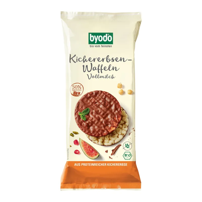 Wafle z Ciecierzycy z Mleczną Czekoladą BIO 65 g Byodo