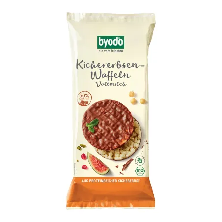 Wafle z Ciecierzycy z Mleczną Czekoladą BIO 65 g Byodo