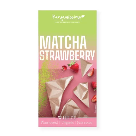 TABLICZKA KAKAOWA HERBATA MATCHA - TRUSKAWKA BEZGLUTENOWA BIO 60 g - BENJAMISSIMO